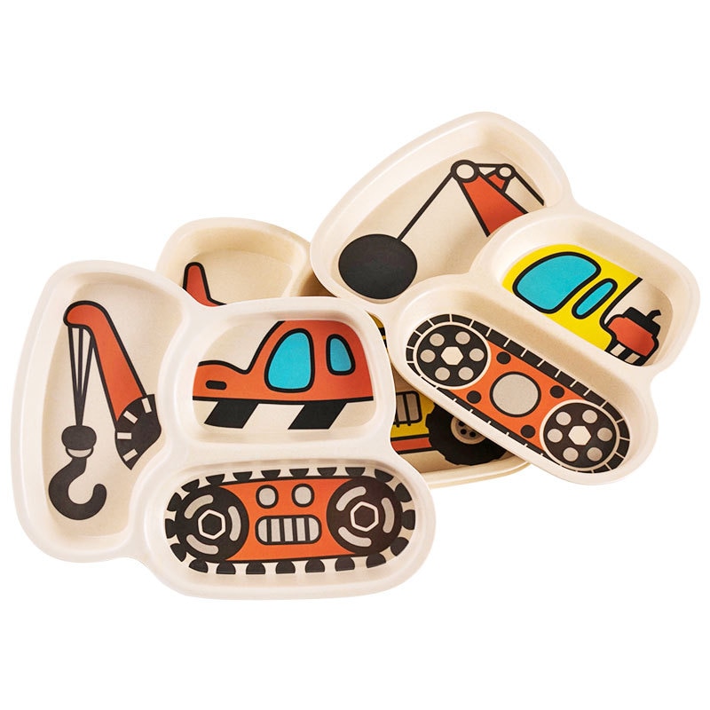 Childrens Plate Set Cartoon Car Design